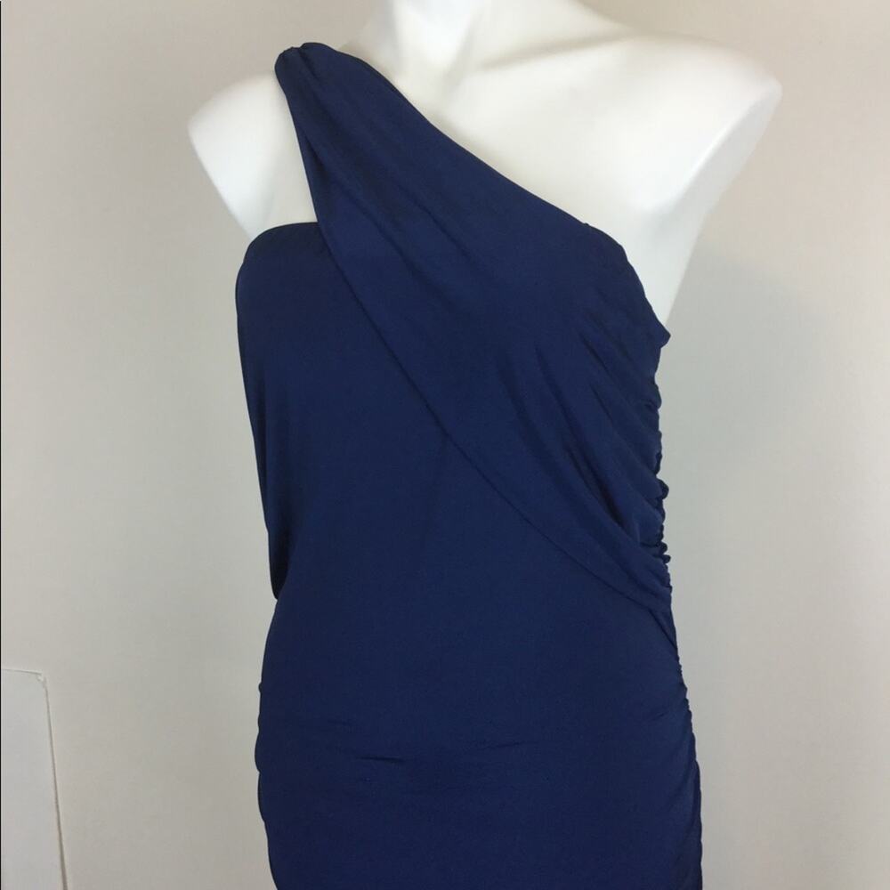 NWT Fashion Nova Tessa Ruched Midi Dress Navy One Shoulder Size 1X - Picture 6 of 12